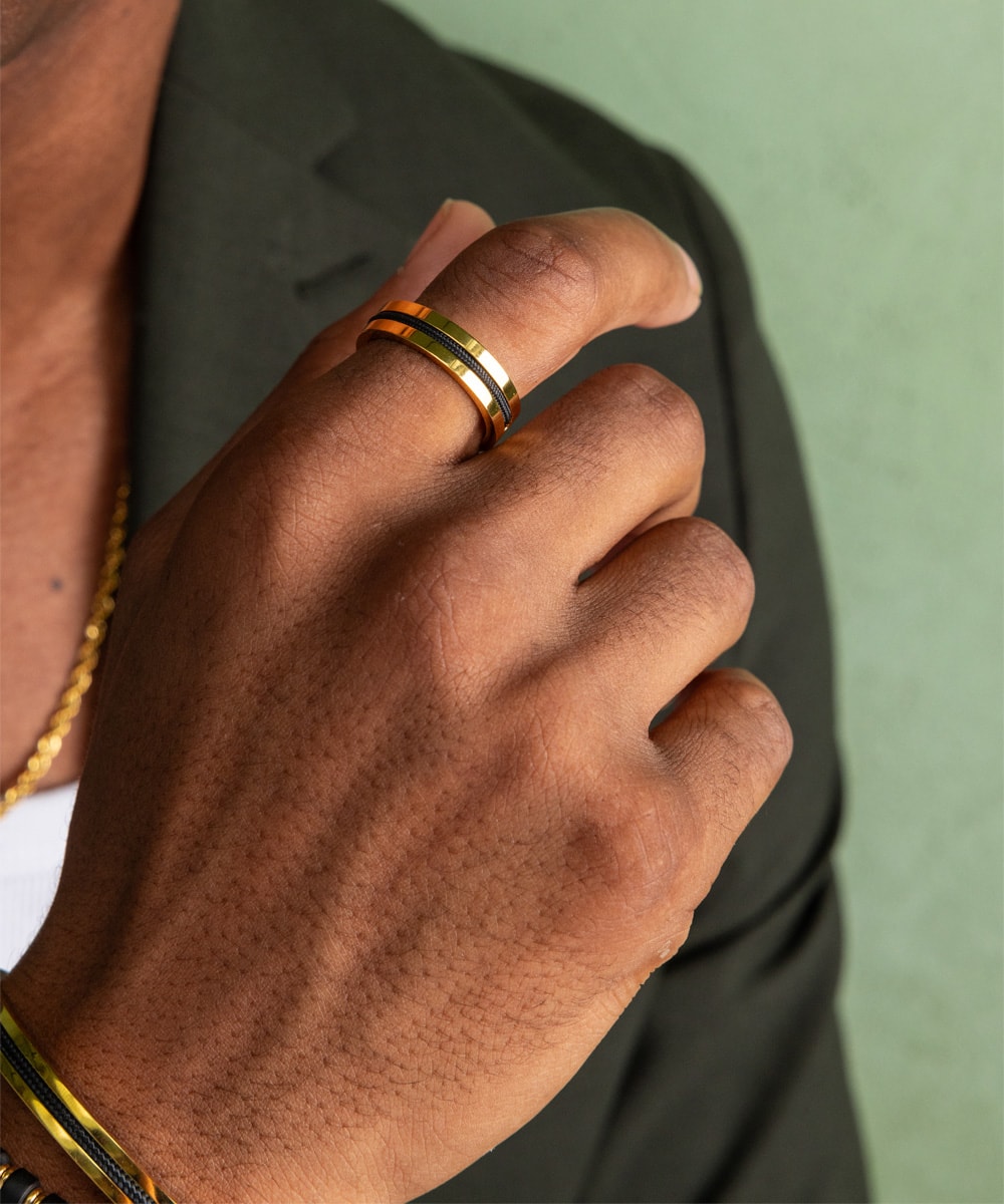 Navarch 6mm Ring Black | Gold