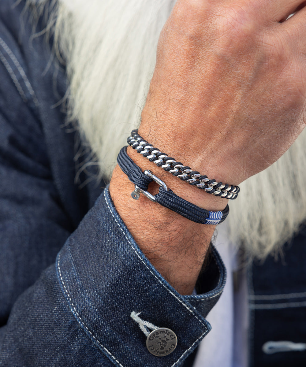 Navarch Curb 7mm Navy | Silver