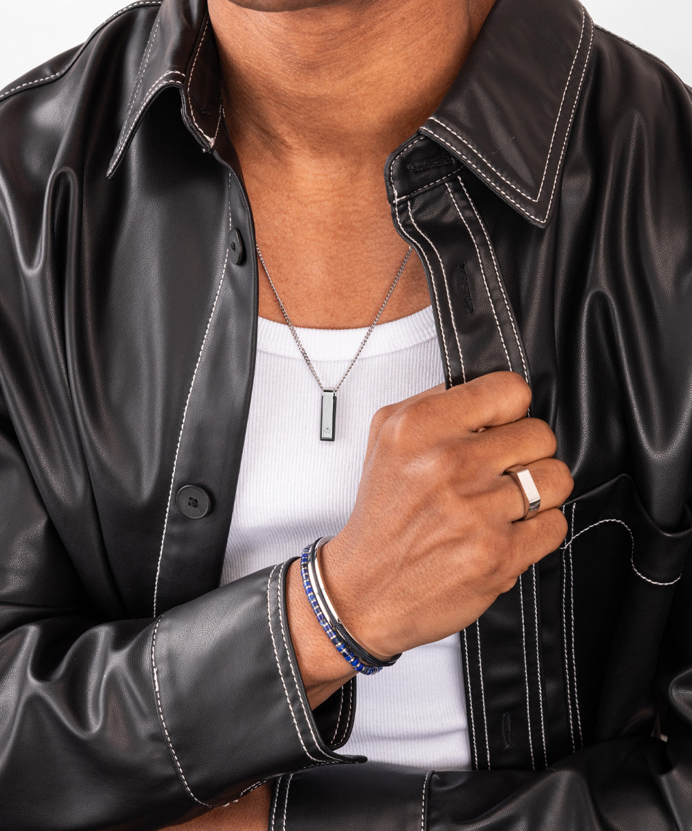 Monolith Necklace Black Agate | Silver