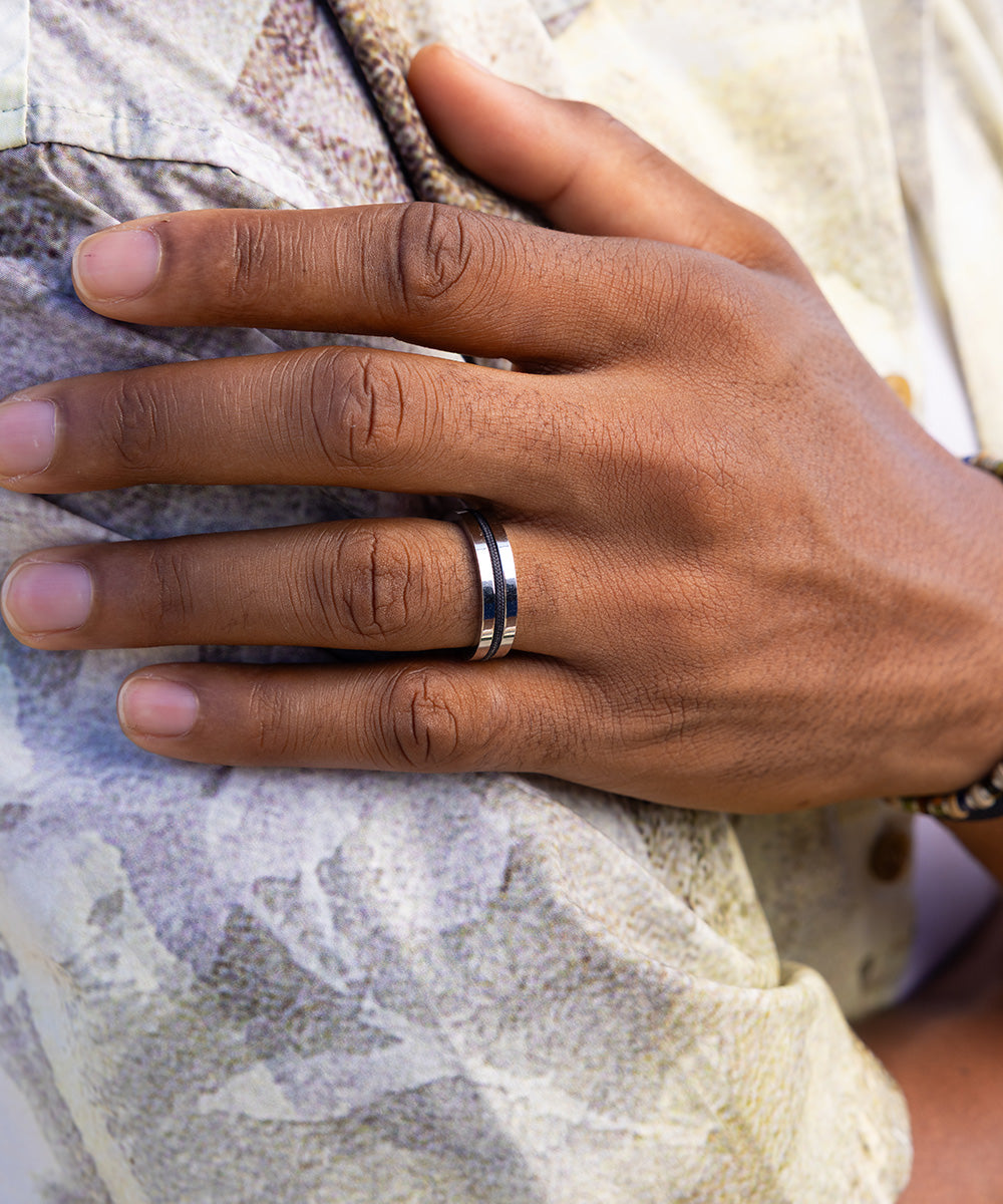 Navarch 6mm Ring Navy | Silver